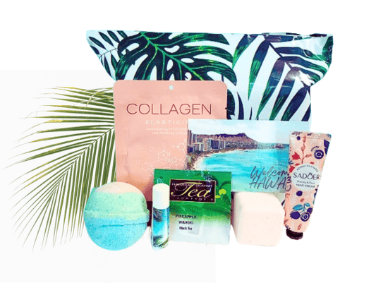 Collagen Mask Hawaiian Themed  Skin Care Gift Set for Women - Bath Bomb, Lip Balm